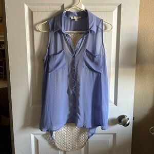 Lush Hi-Low Sheer Sleeveless Top